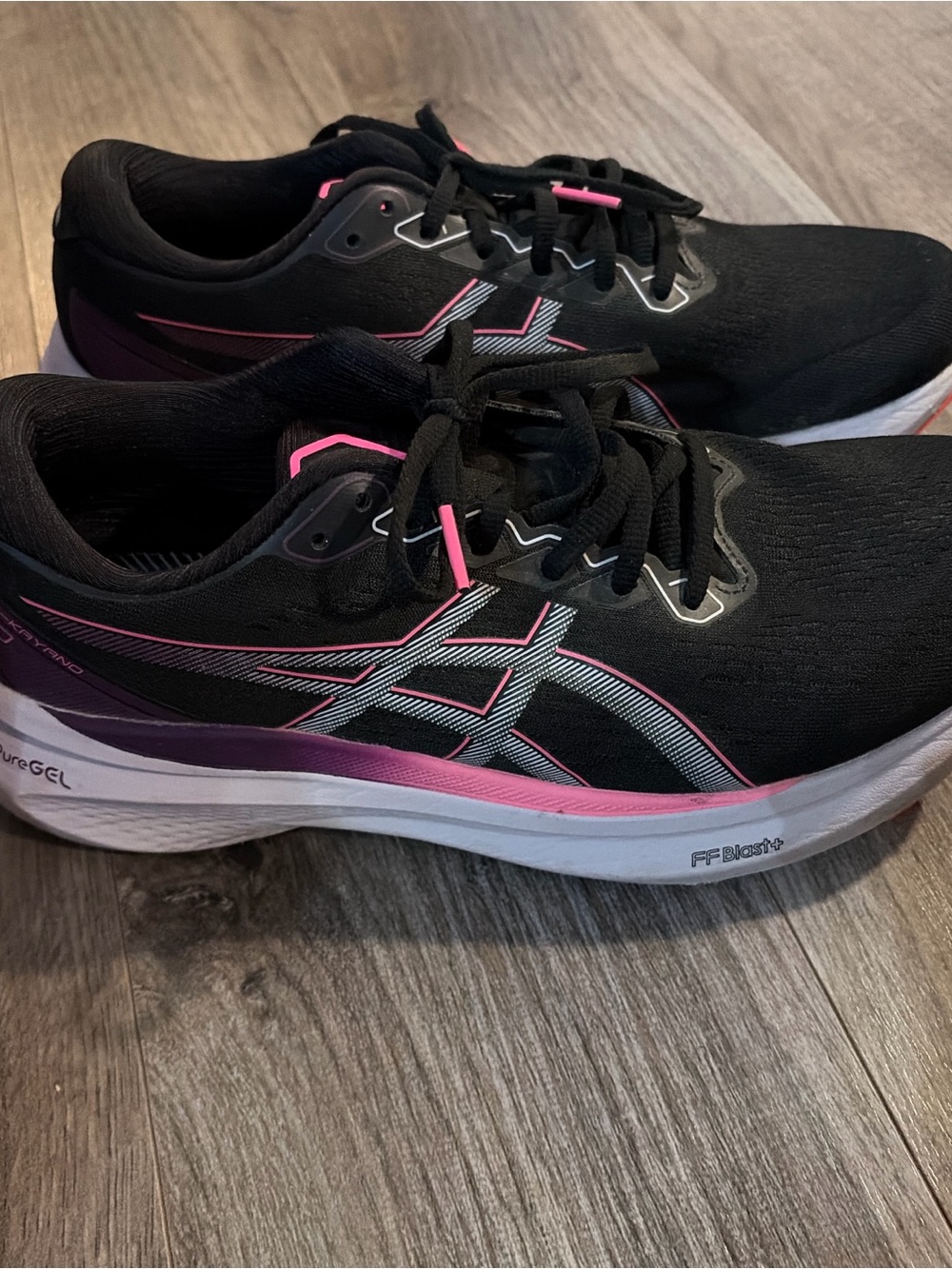 ASICS Women's Black and Pink Running Sneakers